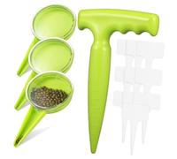 GARIOUANS Distributeur de Graines Manuel en Plastique pour Jardinage avec Plantoir Mesureur, 14 Pièces, Outil Portable pour Semis Précises et Étiquetage Plantes