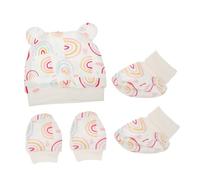 GARIOUANS Ensemble Bébé 3 Pièces Bonnet en Coton Anti-Rayures Couvre-Pieds et Couvre-Mains Coloré pour -Né Doux et Confortable Présent Naissance et Maternité