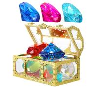 GARIOUANS Ensemble de Jouets de Plongée pour Piscine 11 Pièces, Pierres Précieuses Acryliques Colorées 40 Mm, Coffre au Trésor Pirate pour Garçon et Filles, de Piscine Ludique et Éducatif,