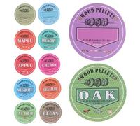 GARIOUANS Étiquettes Autocollantes en Pvc pour Bacs à Granulés 100 Mm, Lot de 12 Pièces, Résistantes à L'eau pour Rangement et Identification des Saveurs, Adaptées aux Fumeurs et