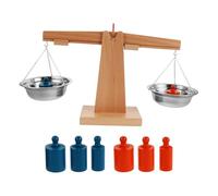 GARIOUANS Jeu de Balance Montessori en Bois Naturel Balance Mathématique Pédagogique Seaux Transparents Éducatif pour Garçon et Filles Préscolaires Outil D’Apprentissage des Échelles Pesage