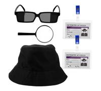 GARIOUANS Kit Détective Cosplay Accessoires Réalistes pour Garçons Chapeau Loupe Lunettes pour Jeu de Rôle et Fêtes à Thème