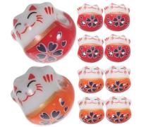 GARIOUANS Lot De 12 Breloques En Céramique Pour Bijoux De Chat Rouge Et Orange, Accessoires Diy Pour Création De Bracelets Et Colliers, Décoration Artisanale, Présent Symbolique, Usage Quotidien