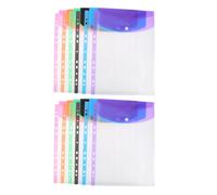 GARIOUANS Lot de 12 Pochettes pour Classeur A4 Perforées Transparentes, Paquet de Rangement à Bouton-pression Colorés, Pochettes Étiquette, Étanches, pour Bureau, École et Style Aléatoire