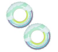 GARIOUANS Lot de 2 Bouées Gonflables en PVC 60 Paillettes Arc-en-Ciel, Anneaux de Sécurité pour Piscine, Accessoires Estivaux pour Plage, Rivière et Jeux Aquatiques