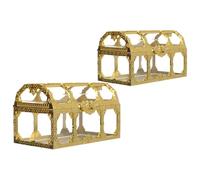 GARIOUANS Lot de 2 Coffres Trésor Miniatures Dorés Boîtes à Bonbons Créatives de Coffre Petite et Grosse Taille Coffrets Présents pour Fêtes Shower et Rangement D’Objets Précieux