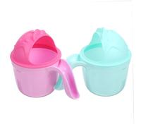 GARIOUANS Lot de 2 Gobelets de Rinçage Bébé Ergonomiques Poignée Incurvée, Gobelets Rince-shampoing pour Bain Garçon et Filles, Plastique Sécuritaire, Couleurs Verte et Rouge, Toilette Bébé