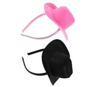 GARIOUANS Lot de 2 Mini Bandeaux Chapeau de Cowgirl en Plastique Rigide Rose et Noir, Accessoires de Fête Western pour Filles, Coiffes Décoratives pour Carnaval et Halloween, Style Cowgirl