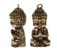 GARIOUANS Lot de 2 Pendentifs Bouddha en Laiton Miniatures Breloques pour Bijoux DIY Décoration Spirituelle pour Collier Porte-Clés et Bracelet Accessoire Artisanal Bouddha Antique