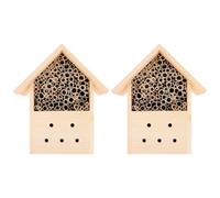 GARIOUANS Lot de 2 Ruches Suspendues en Bois Naturel Maison d'Abeilles Décorative Résistante aux Intempéries pour Jardin Extérieur Habitat pour Pollinisateurs et Insectes Utiles