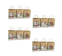 GARIOUANS Lot de 24 Paquet en Papier à Fond Carré pour Présents de Noël, Motifs Animaux Festifs, Papier Kraft, Paquet Fourre-tout Léger et Solide, pour Emballage Présent et Rangement Festif
