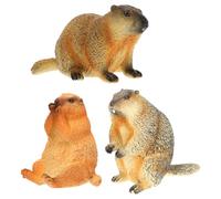 GARIOUANS Lot de 3 Figurines Réalistes de Marmottes en Plastique Modèle de Simulation Posture Assise Debout Mouvement Décoration Intérieure Légère pour Bureau Maison ou Chambre Statue