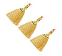 GARIOUANS Lot de 3 Pendentifs Porte-clés Balai en Paille Dorée, Décoration Suspendue Rétro DIY, Accessoires Créatifs pour Loisirs Manuels et Présents Originaux, Ornement Miniature de 7 Cm