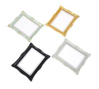 GARIOUANS Lot de 4 Mini Cadres Photo Vintage en Résine pour Maison de Poupée Cadres Photo Rétro Ornementés en Or Vert Argenté et Noir Décoratif pour Loisirs Créatifs et Fête