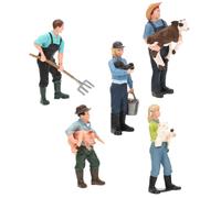 GARIOUANS Lot de 5 Figurines Miniatures de Fermiers en Plastique Coloré Modèles Réalistes Agriculteurs et Animaux Berger Portant Un Mouton Fermier Charrue Éleveur Porcelet Éleveur Petit