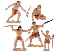 GARIOUANS Lot de 5 Figurines Miniatures d'hommes Primitifs en Résine Modèles de Simulation Réalistes pour Table de Sable et Jardin Miniature Scène de Chasse Préhistorique Décoration et