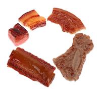 GARIOUANS Lot de 5 Jouets Décoratifs Réalistes en PVC - Modèle Miniature de Porc Braisé Nervures de Support - Accessoire Cuisine et Photographie pour Jeu d'Imitation