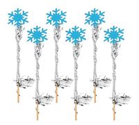 GARIOUANS Lot de 6 Baguettes Magiques en Bois Décoratives Flocon de Neige Bleu, Accessoires Photo pour Mariage, Fête et Anniversaire, Baguettes Féeriques de Fée pour Animation et Cosplay