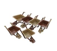 GARIOUANS Lot de 6 Mini Brouettes Décoratives en Plastique, Modèles de Brouette Miniature pour Maison de Poupée, 3 Vertes et 3 Marron, Accessoires de Jardin Miniatures pour Décoration