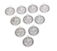 GARIOUANS Médailles Saint-benoît En Alliage De Zinc, Lot De 10, Pendentifs Croix Religieuses, Protection Spirituelle, Accessoires Diy Pour Bracelets Et Colliers, Usage Religieux Polyvalent
