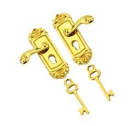 GARIOUANS Mini Poignée de Porte Métallique Dorée 2 Pièces pour Maison de Poupée, Accessoires Décoratifs Vintage Motifs Gravés, Quincaillerie Miniature pour Décoration de Mini-Maison