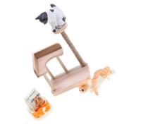 GARIOUANS Miniature Chaton Figurine avec Tour Descalade Bois Décoration Miniature pour Maison de Poupée et Multifonctionnel pour Scène Paysagère et Intérieur