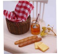 GARIOUANS Miniature Doll House Bread Basket Kit with Honey and Jam Accessories Miniature Home Decor and Party Ornament for Early Education
