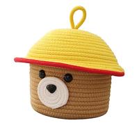 GARIOUANS Panier Tressé En Corde De Coton Couvercle Ours, Organisateur Polyvalent Pour Jouets Et Articles Divers, Taille Moyenne, Panier De Rangement Maison, Accessoire Décoratif Pratique