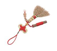 GARIOUANS Pendentif Balai Bébé Feng Shui pour Berceau, Mini Balai Suspendu Vintage Nœud Rouge, Accessoire Compact de Décoration et Mauvais Esprits, Chambre -Né