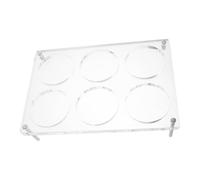 GARIOUANS Présentoir Acrylique pour Cartes de Collection 6 Emplacements Ronds 65 Mm, Support Transparent Antidérapant Compact 23,5x16x1,1 Cm, pour Cartes Baseball, Football et Photos