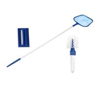 GARIOUANS Set Complet Épuisettes pour Piscine avec Filet à Mailles Fines Cadre Robuste et Brosse Murale Accessoires et Durables pour Nettoyage Fond des Parois Surface