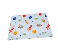 GARIOUANS Tapis De Jeu Pour Bébés Tapis D'activités Pour Nourrissons 100x130 Cm En Coton Bleu Pour Utilisation Sous Chaise Haute Pour Garçon Et Filles Set Unique