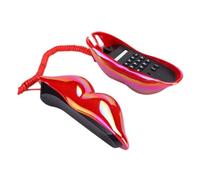 GARIOUANS Téléphone Fixe à Lèvres Rouges Créatif et Léger en Abs, Décoration de Maison Stylée et Accessoire Unique pour Bureau ou Domicile