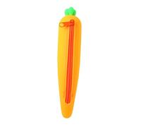 GARIOUANS Trousse à Crayons en Silicone de Carotte Imperméable et Pliable Taille Moyenne Couleur Orange Réaliste Fermeture Éclair Étanche Paquet de Papeterie Scolaire pour Élève