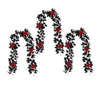 Garland, 3pcs Halloween Garland, 69 Pouces en Soie Artificielle vive Noire Rose Suspendue Gothique Halloween décor pour la Maison, Le Mariage, la fête, la Rose