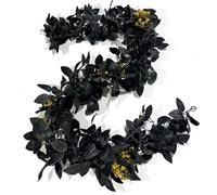 Garland Black Leaf Garland 67in Vines réalistes artificielles avec des Baies DIY DÉCORATIVE pour MANTÉE DE Porte D'ALLOWEEN Halloween