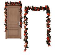 Garland d'automne - 2 pièces Black Realist Maple Leaf Vine | 5,7 Pieds de Couronne de rotin Suspendue | Décoration de Mariage d'automne Cadre de Porte extérieure de Noël