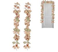 Garland d'automne 6ft - Garland De À Feuilles D'érable Blanche - Décoration d'automne De Rotin Fait À La Main - Mur Halloween De Thanksgiving Rustique | Décoration De Porche du Manteau De P