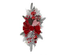 Garland d'escalier de Noël | Pine réaliste 60x30cm avec Fruits Rouges et Neige | Swag sans Fil pour l'escalier pour Mur/Table/décor de cheminée | Décoration de Vacances en PVC (Red Without Light)