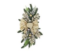 Garland d'escalier de Noël | Pine réaliste 60x30cm avec Fruits Rouges et Neige | Swag sans Fil pour l'escalier pour Mur/Table/décor de cheminée | Décoration de Vacances en PVC (Yellow Without