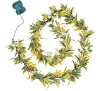 Garland Garland 71 Artificiel Vinies gui avec des lumières Greerie décorative avec des Baies Blanches pour Les Portes de Noël Mantel, Pas de Batterie