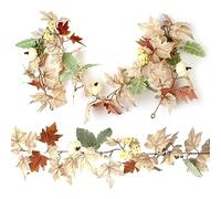 Garland Garland Autumn Maples Leaf Pumpkin Berry Garland Thanksgiving Halloween Mantle Fiche De Récolte Décorations pour Maison Porche Intérieure Extérieure