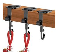 Garland Hanger, Adjustable Wreath Display Hooks, Heavy-Duty Stocking Holders, Black, Scratch-Free Metal Brackets, Grip Design, Set of 3, Silver Finish, for Mantle, Desk, Holiday Christmas Decorations