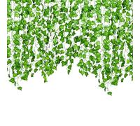 Garland of Ivy artificiel - Vine de feuilles synthétiques, suspendue | Décorations murales de plante de vignes flexibles, imitation réaliste Garland vert, design d'escalade en faux décoratif