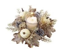 Garlande de bougie pour l'automne - anneau de bougie d'automne de 20 cm, couronne de vigne à feuilles décoratives, accent de table de couleur vive | Festival des récoltes bague florale artificielle po