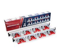 Garlavie Accroche Balai Mural Multifonction -2 unites - 4 Accroches & 5 Crochets (45 cm), porte balais mural, support balais mural, accroche balai, porte outils de jardin mural