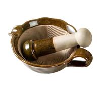Garlic Crusher Bowl - Ceramic Mortar and Pestle - Ergonomic Flavor Grinder | Japanese Food Grinding Bowl for Dorm Cooking Home Crafting Outdoor Camping Restaurant
