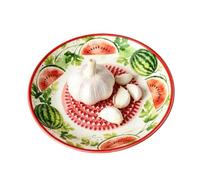 Garlic Grater Plate, Ceramic Grinding Dish, Fruit Pattern Grinder Bowl