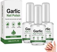 Garlic Nail Polish for Strengthening Brittle Damaged Nails,Garlic Nail Strengthener for Damaged & Weak Nails,Improves Surface Condition,Hydration,Gentle Daily Use,Soins pour les Ongles,15ml，3PC