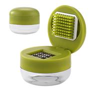 Garlic Press Mini - Clear/White, Easy Garlic Mincer Chopper, Multifunction Vegetable Chopper, Garlicc Crusher Grinder, Ergonomic Non-Slip Handle, Compact Portable | Ginger, Vegetables, Garlicc Cloves,